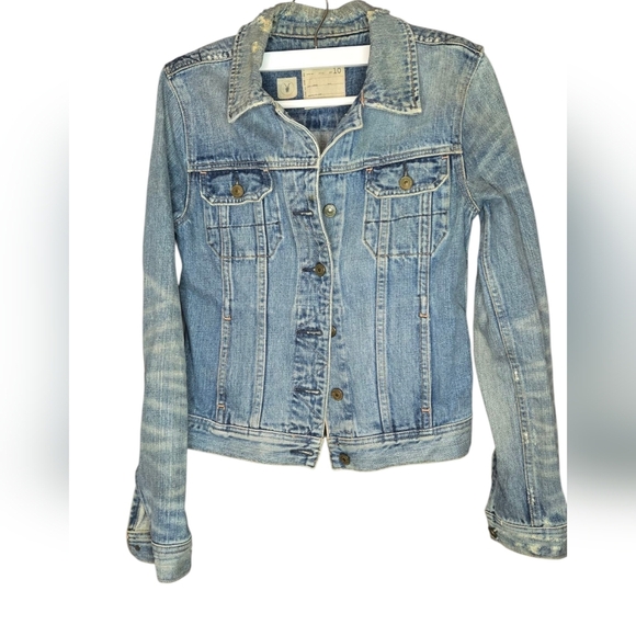 Women's Allsaints Lamara Distressed Flap Pocket Selvedge Denim Jacket (size 10) - Picture 1 of 7
